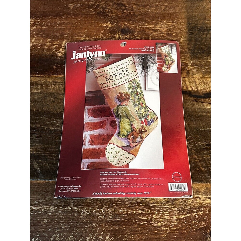 NIP 2007 Janlynn Stocking Counted Cross Stitch Kit Christmas Morning #015-0238